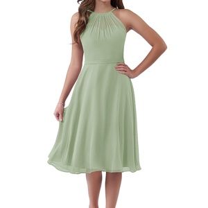 NEW Azazie Alayna Junior Bridesmaid Dress Size 14 Dusty Sage Green